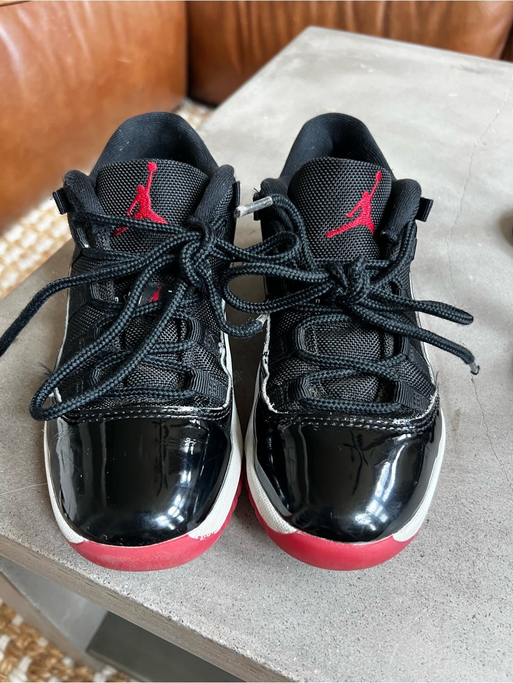 Jordan Kids' Black and Red Low-Top Sneakers